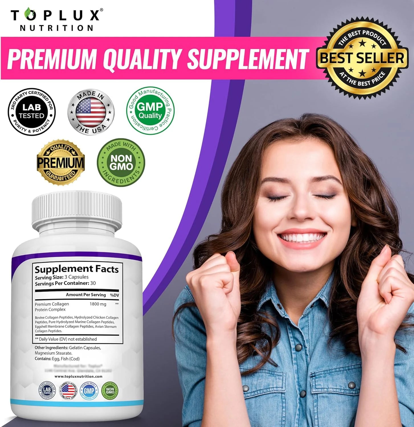 Collagen Peptides 1500mg – 90 Capsules